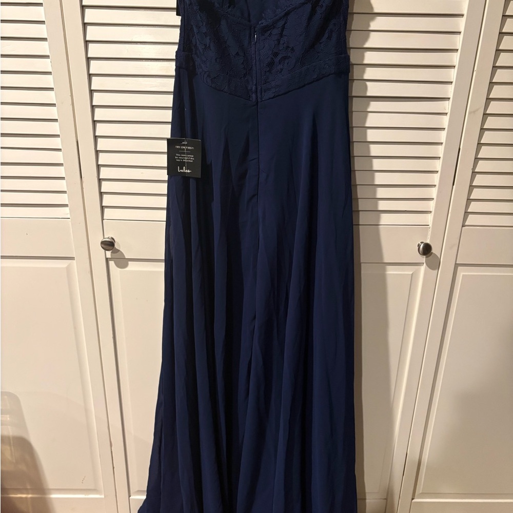 Lulu's Navy Blue Lace Maxi Dress - Picture 7 of 8